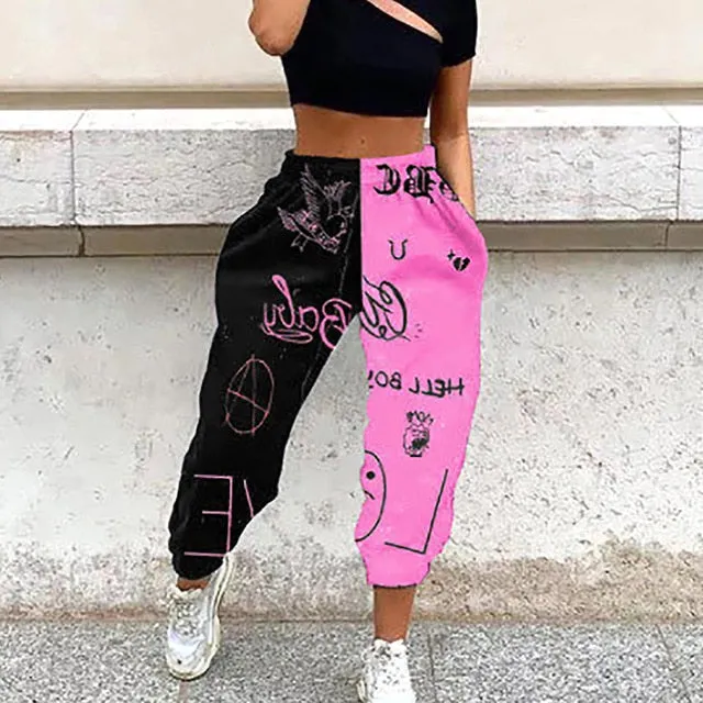 2021 New!!! Women's Skull Pattern Print Harajuku Sport Trouser Casual Streetwear Sweatpants Size 3XL