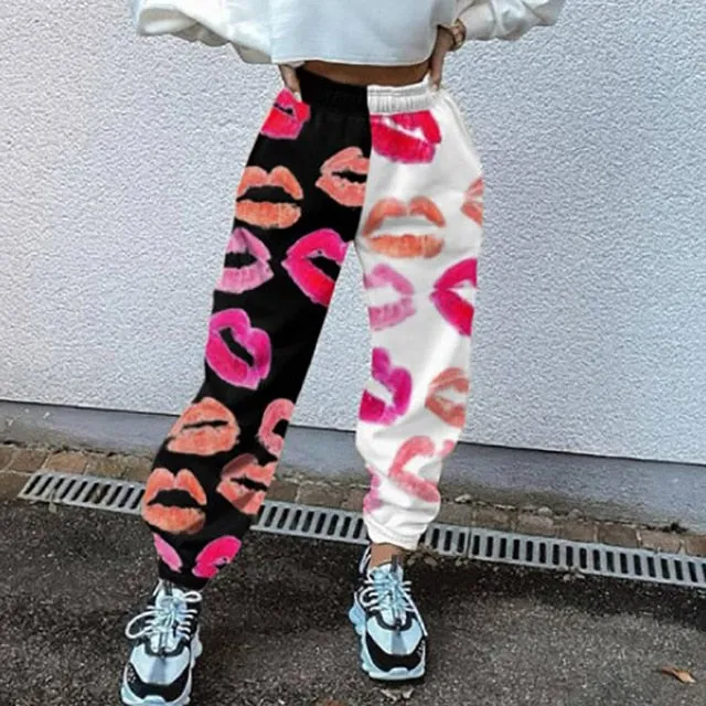 2021 New!!! Women's Skull Pattern Print Harajuku Sport Trouser Casual Streetwear Sweatpants Size 3XL