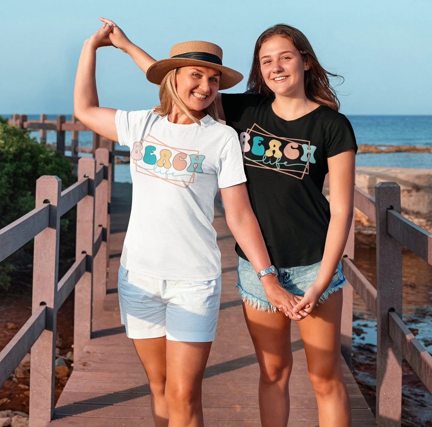 Beach Life T-Shirt, Casual Summer Style Top, Colorful Typography Tee, Trendy Coastal Fashion Shirt