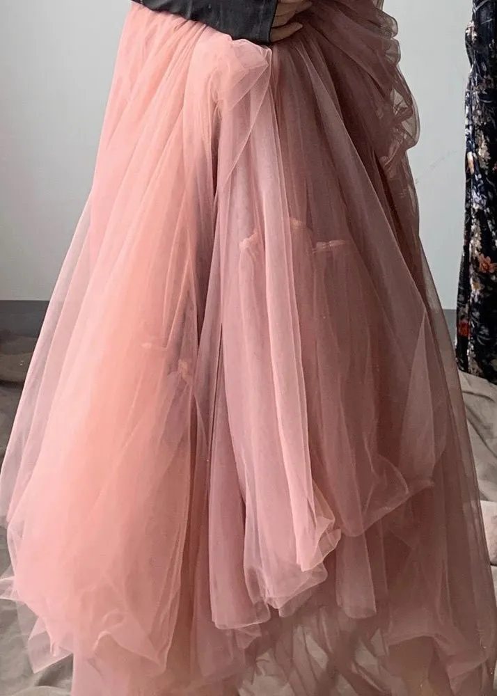 Bohemian Pink Exra Large Hem Lengthen Tulle Beach Skirts Fall LY9433