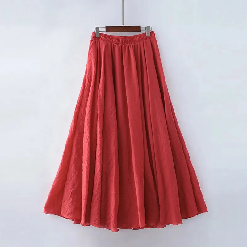 Boho Chic Pleated Long Skirt for Beach Lovers