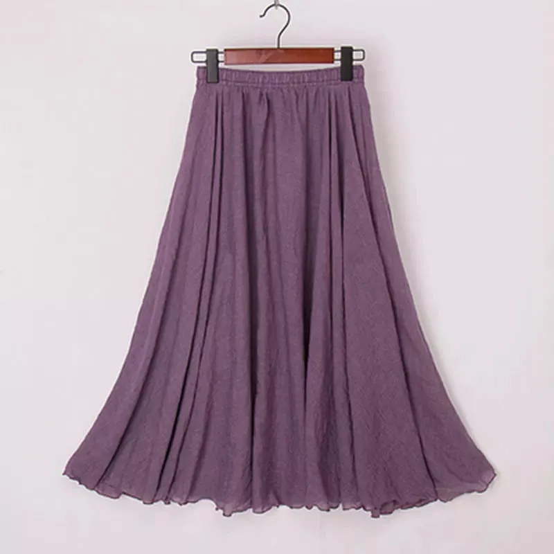 Boho Chic Pleated Long Skirt for Beach Lovers