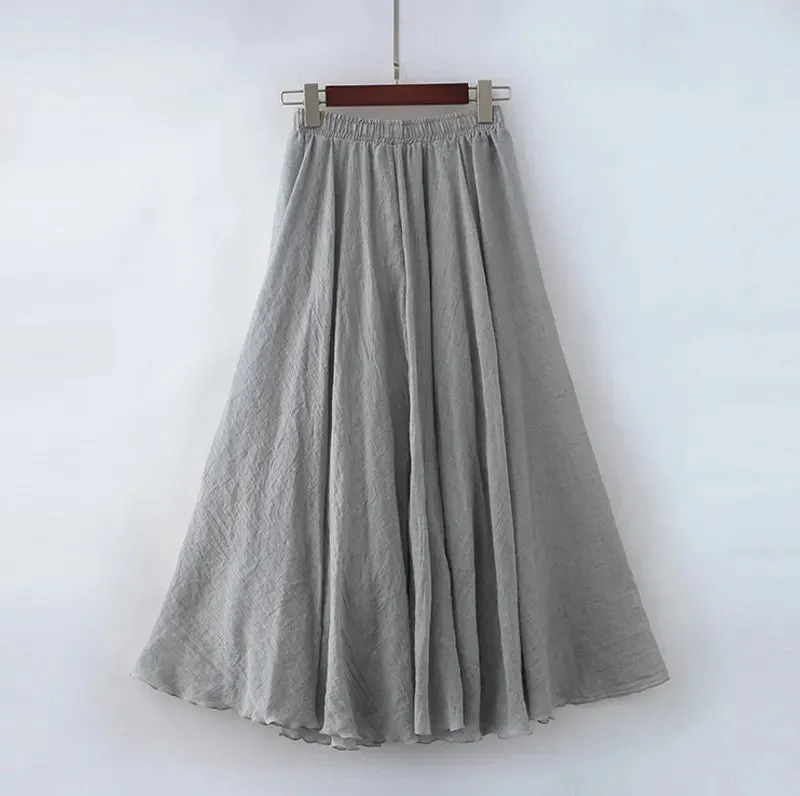 Boho Chic Pleated Long Skirt for Beach Lovers