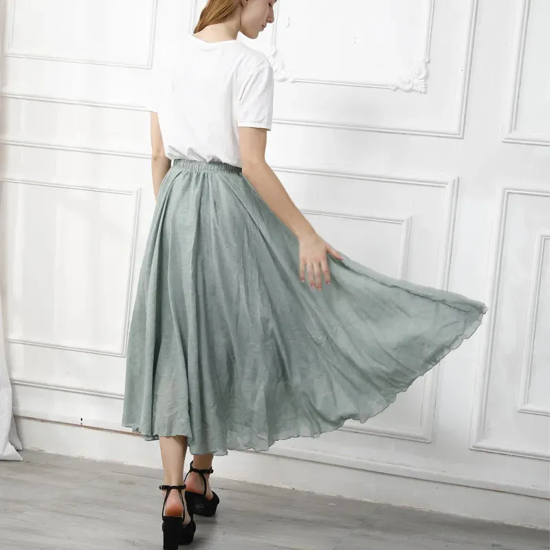 Boho Chic Pleated Long Skirt for Beach Lovers