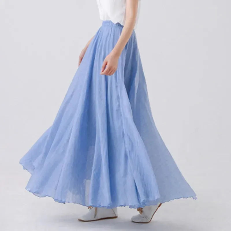 Boho Chic Pleated Long Skirt for Beach Lovers