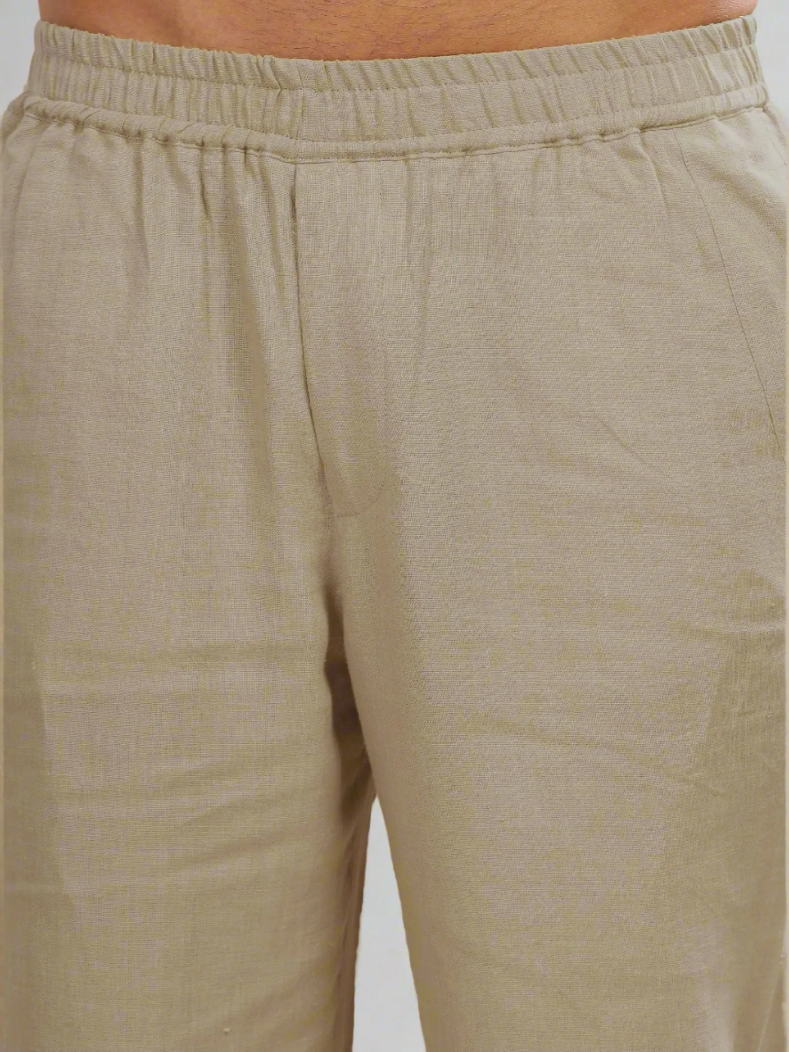 Breeze- Linen Casual Elastic Pants - Ecru