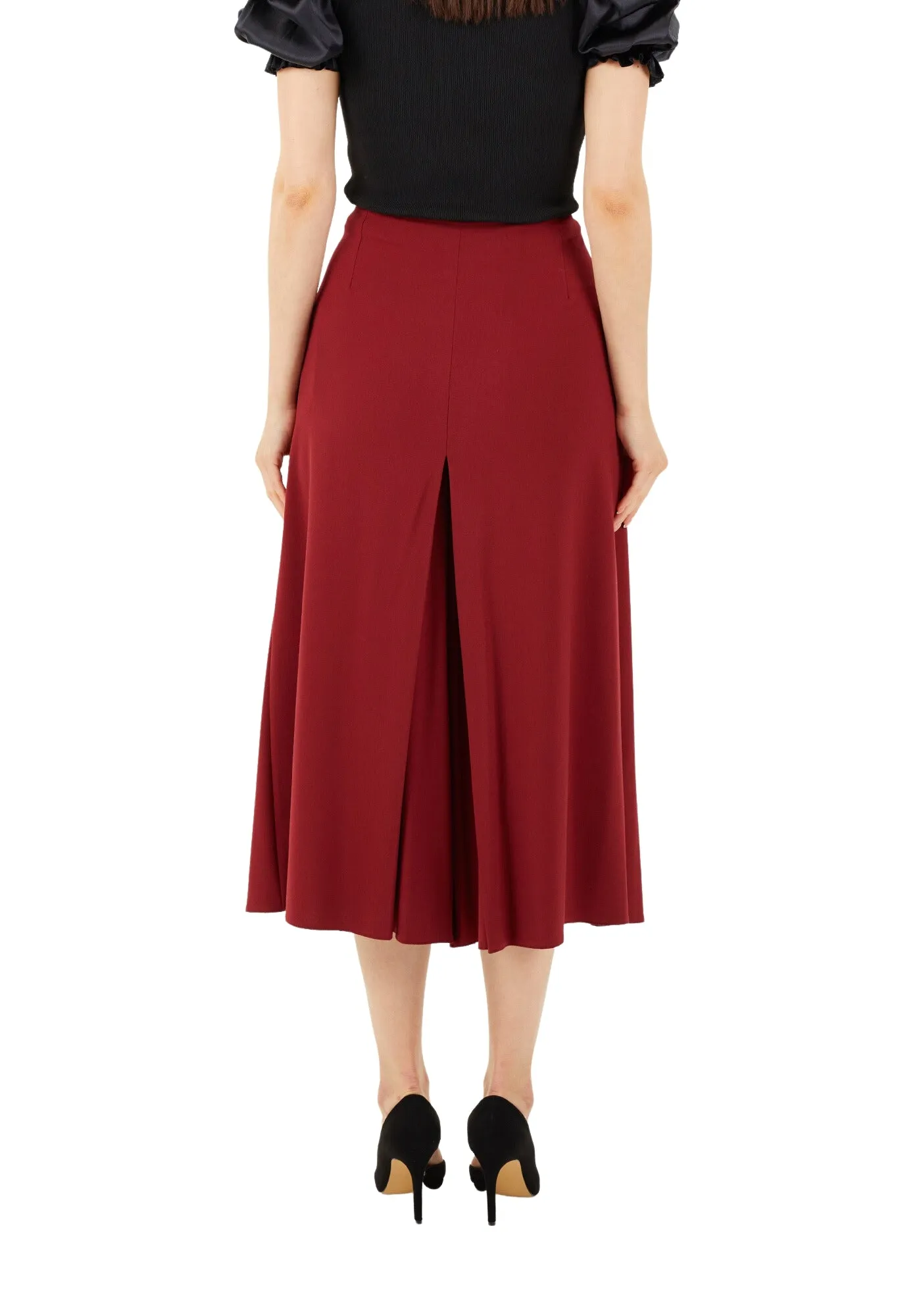 Burgundy Cropped Palazzo Pants