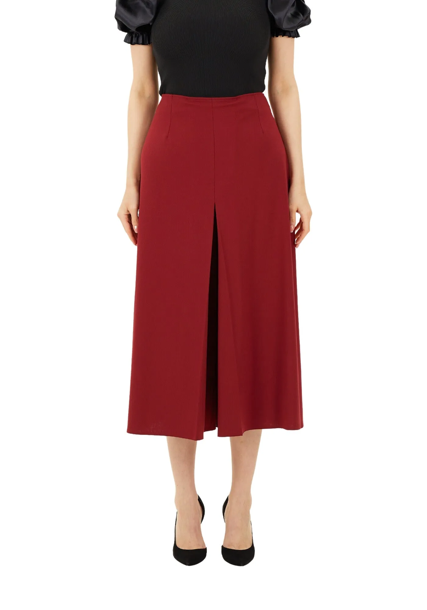 Burgundy Cropped Palazzo Pants