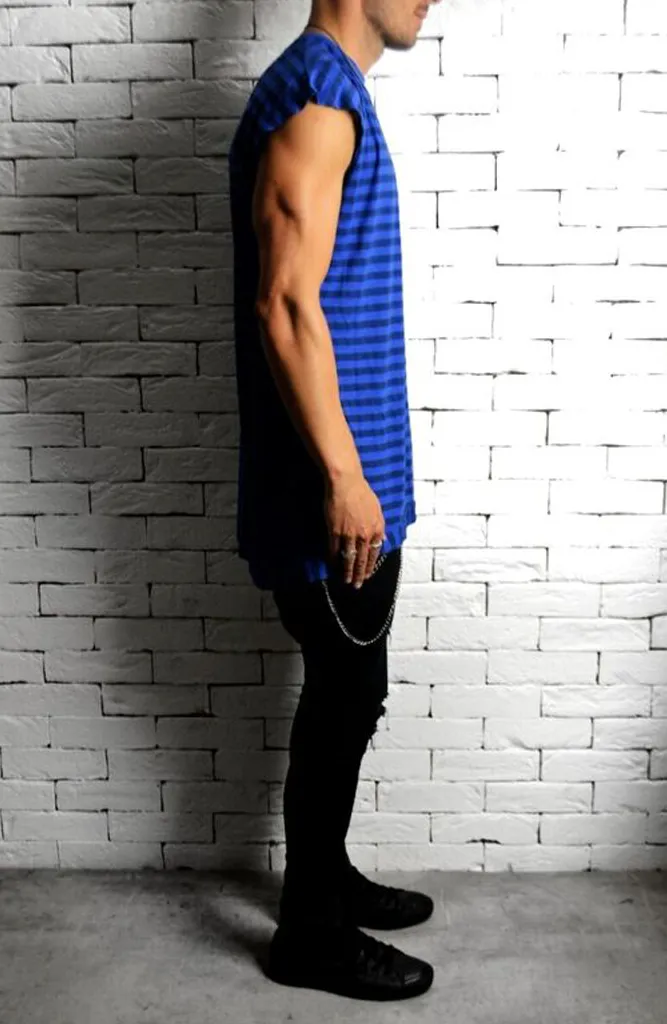 Cap Sleeve T-Shirt - Blue Stripe