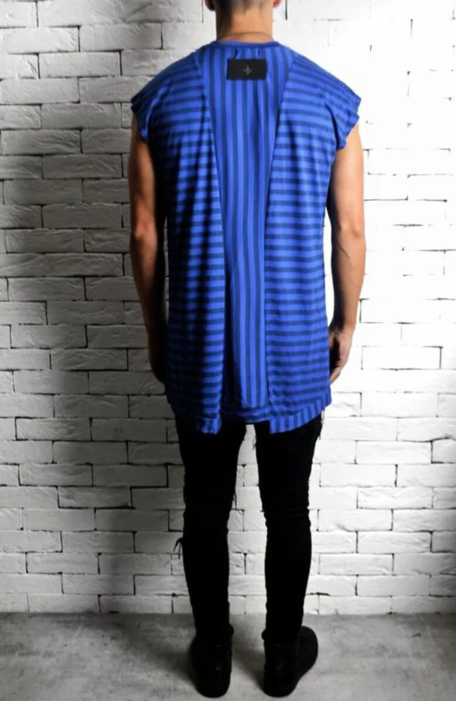 Cap Sleeve T-Shirt - Blue Stripe