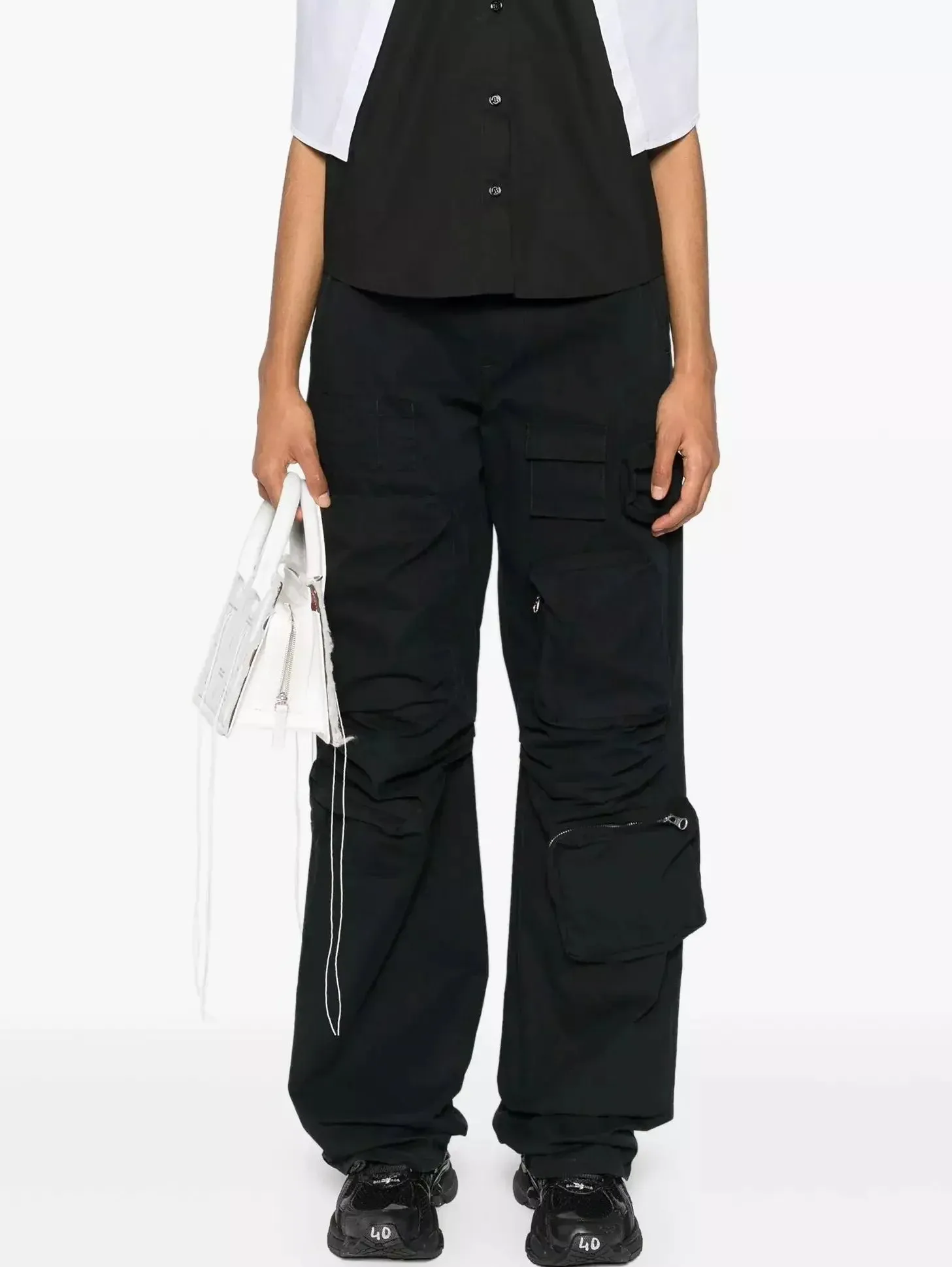 Cargo Pocket Utility Pants in Black