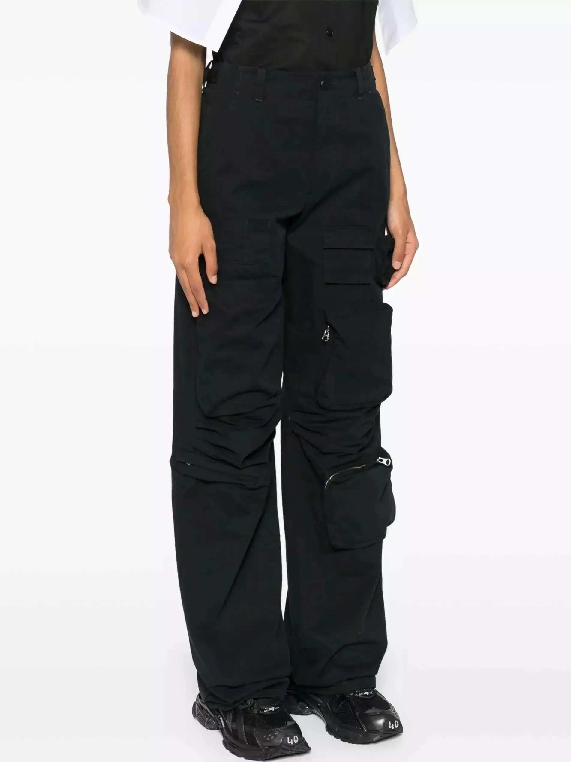 Cargo Pocket Utility Pants in Black