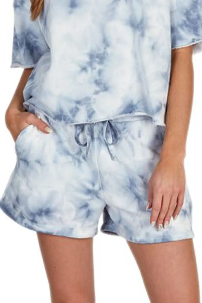 Charles River Women's Washed Blue Tie-Dye Clifton Shorts (Wholesale Pricing N/A)