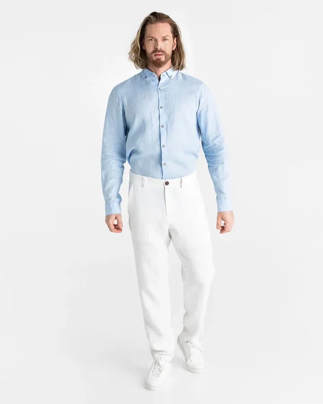 Heavyweight Men's Linen Pants Morcote in White