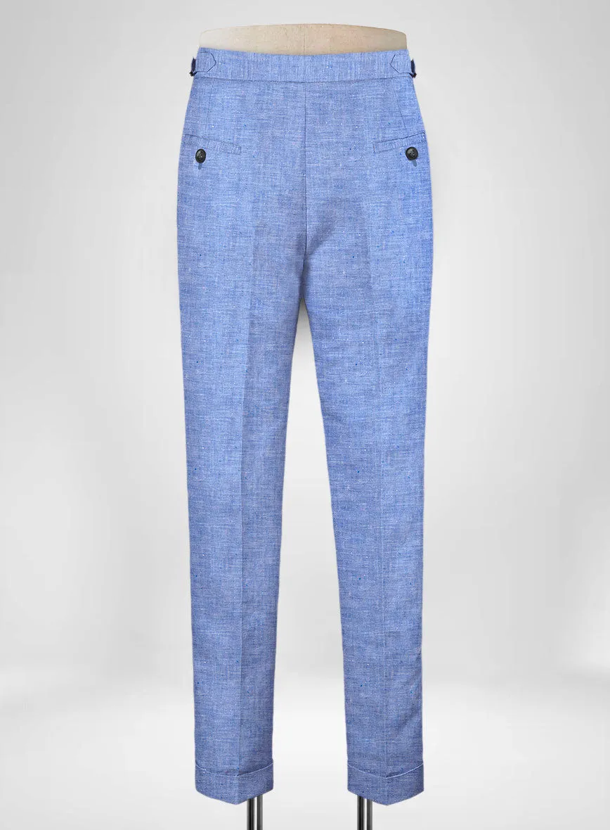 Italian Nile Blue Linen Highland Trousers