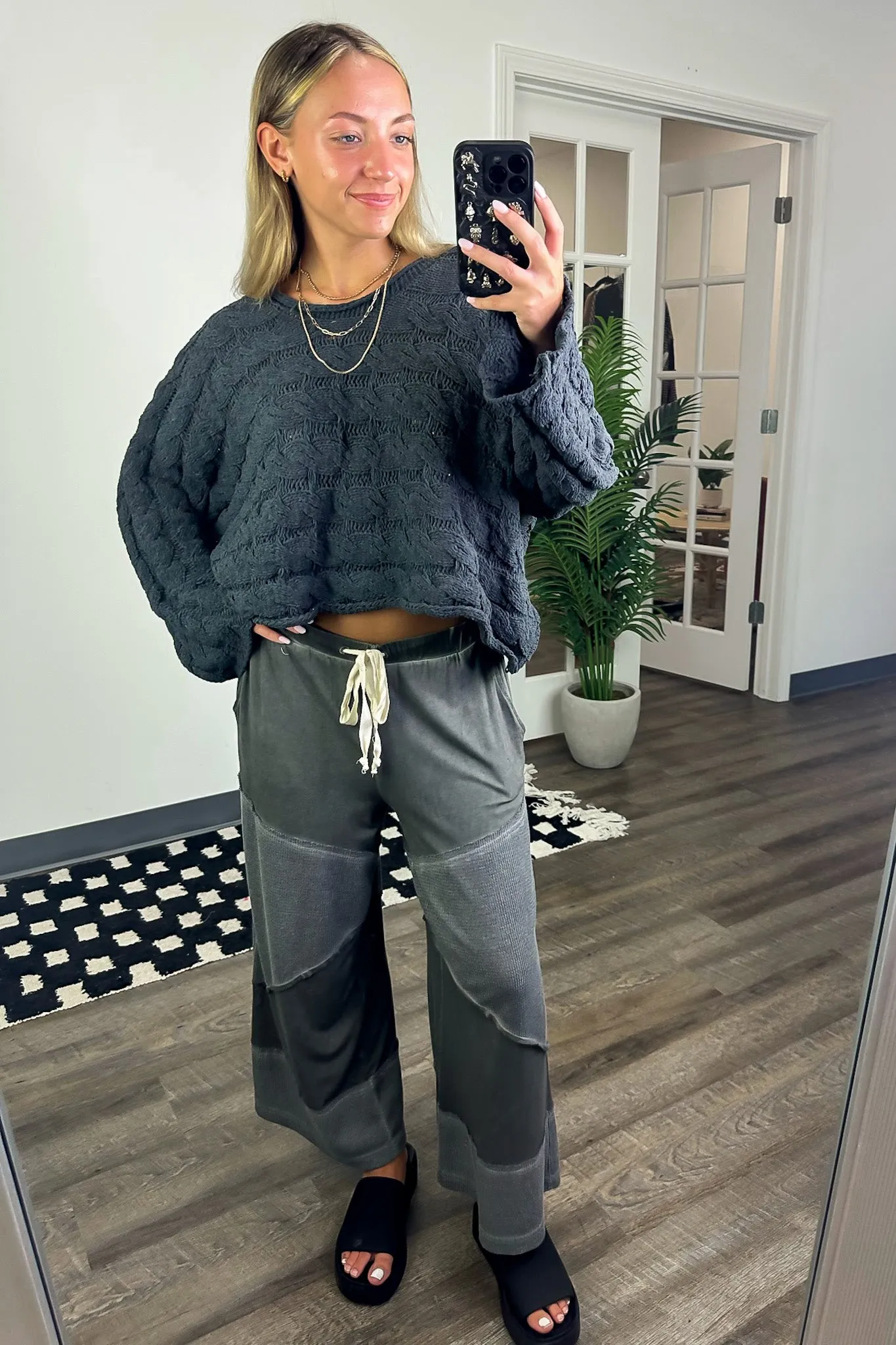 Juniper Contrast Knit Flowy Pants - FINAL SALE