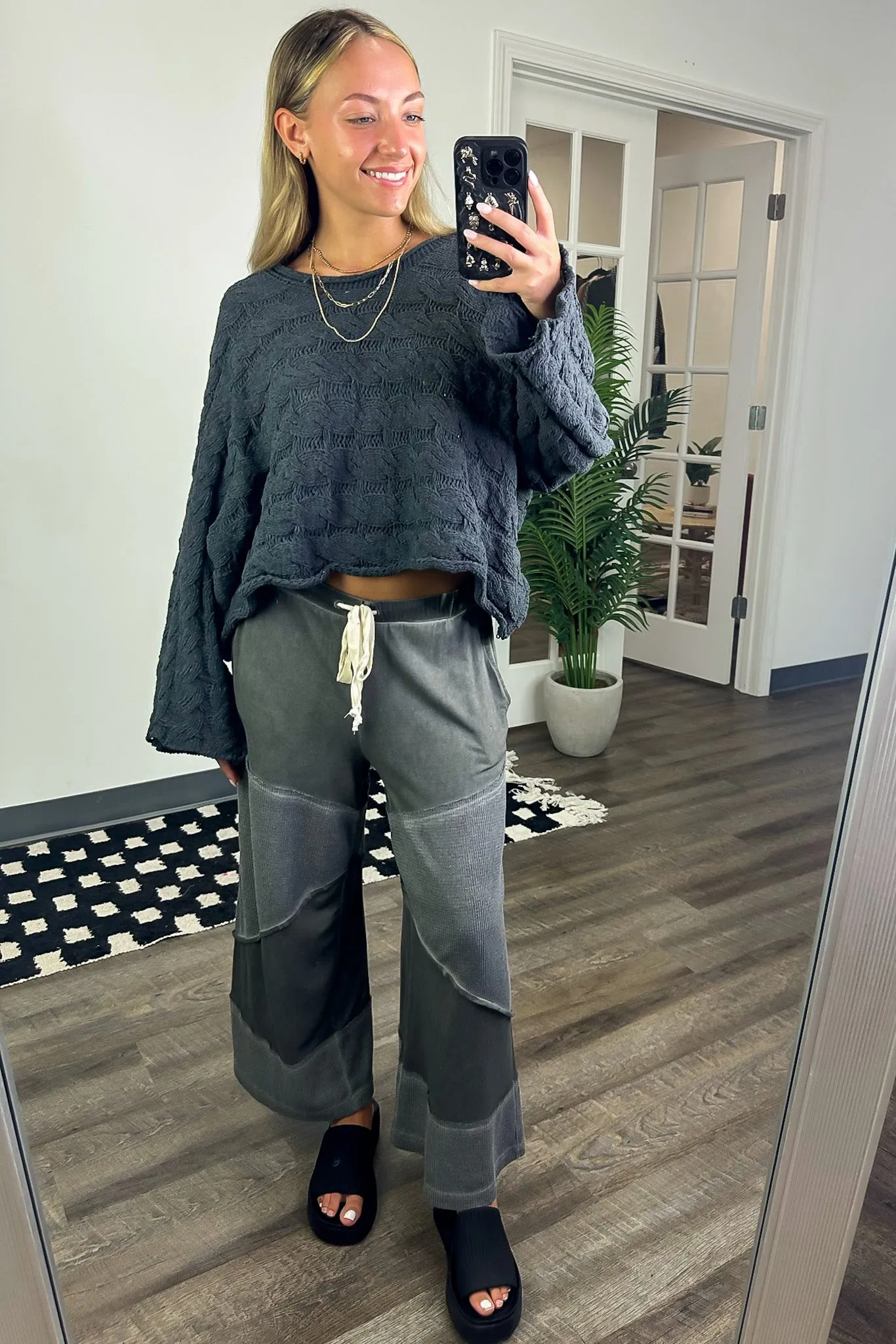 Juniper Contrast Knit Flowy Pants - FINAL SALE