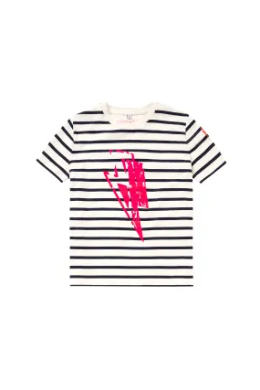 Kids Ivory with Navy Stripe and Glitch Bolt Classic T-Shirt