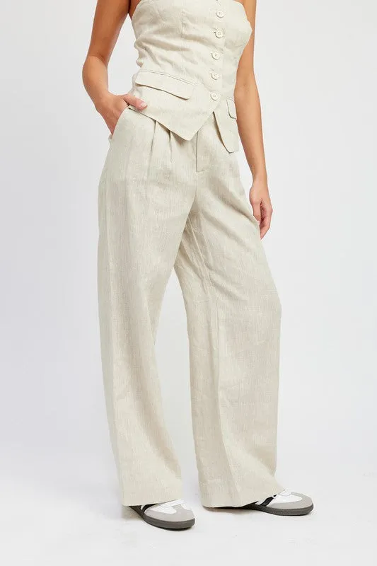 Linen Pleated Pants