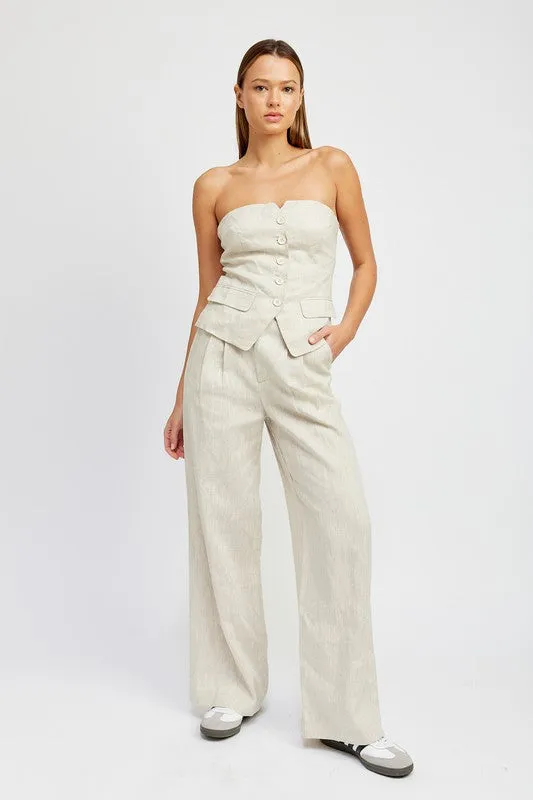 Linen Pleated Pants