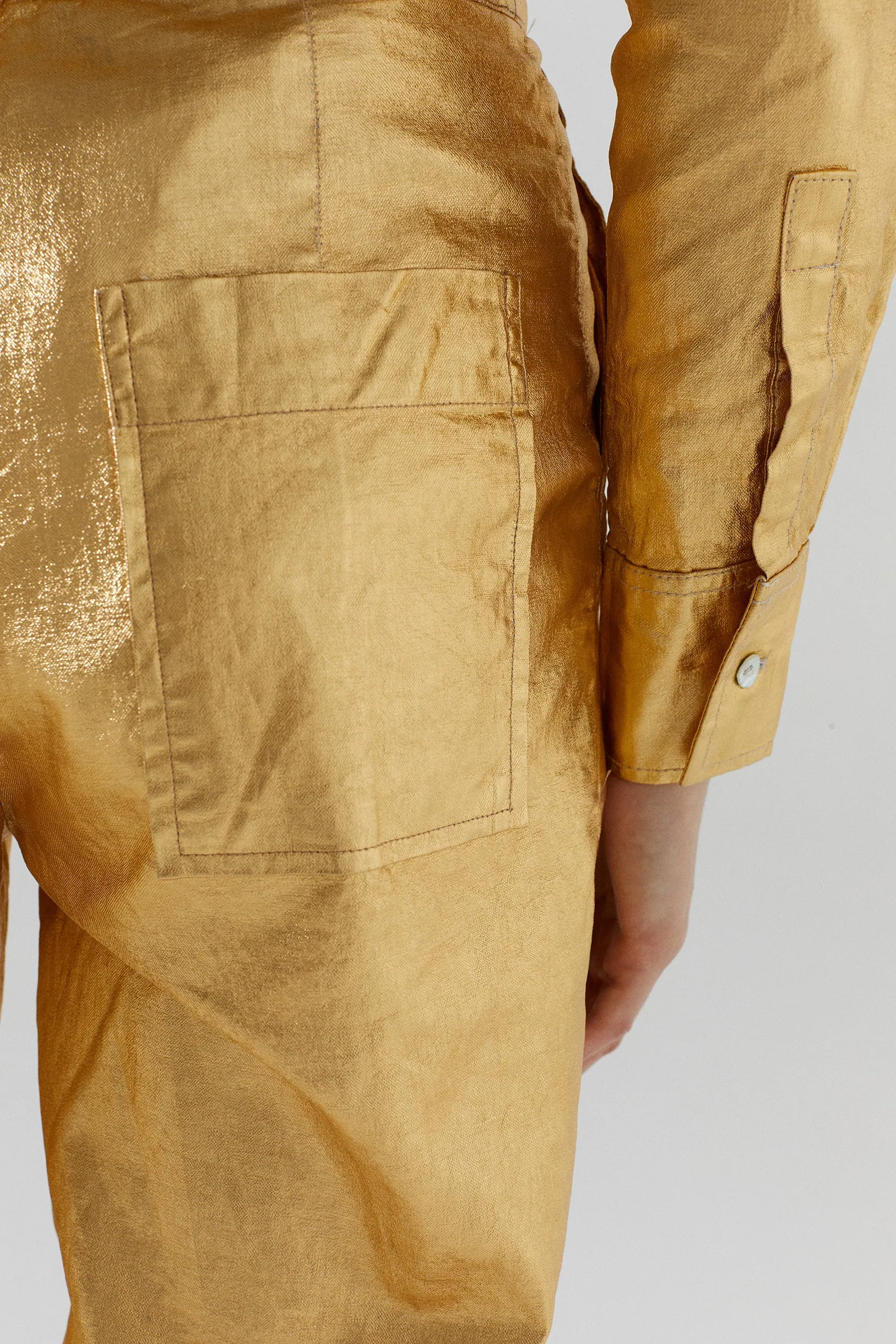 Mercer Metallic Linen Pants - Gold