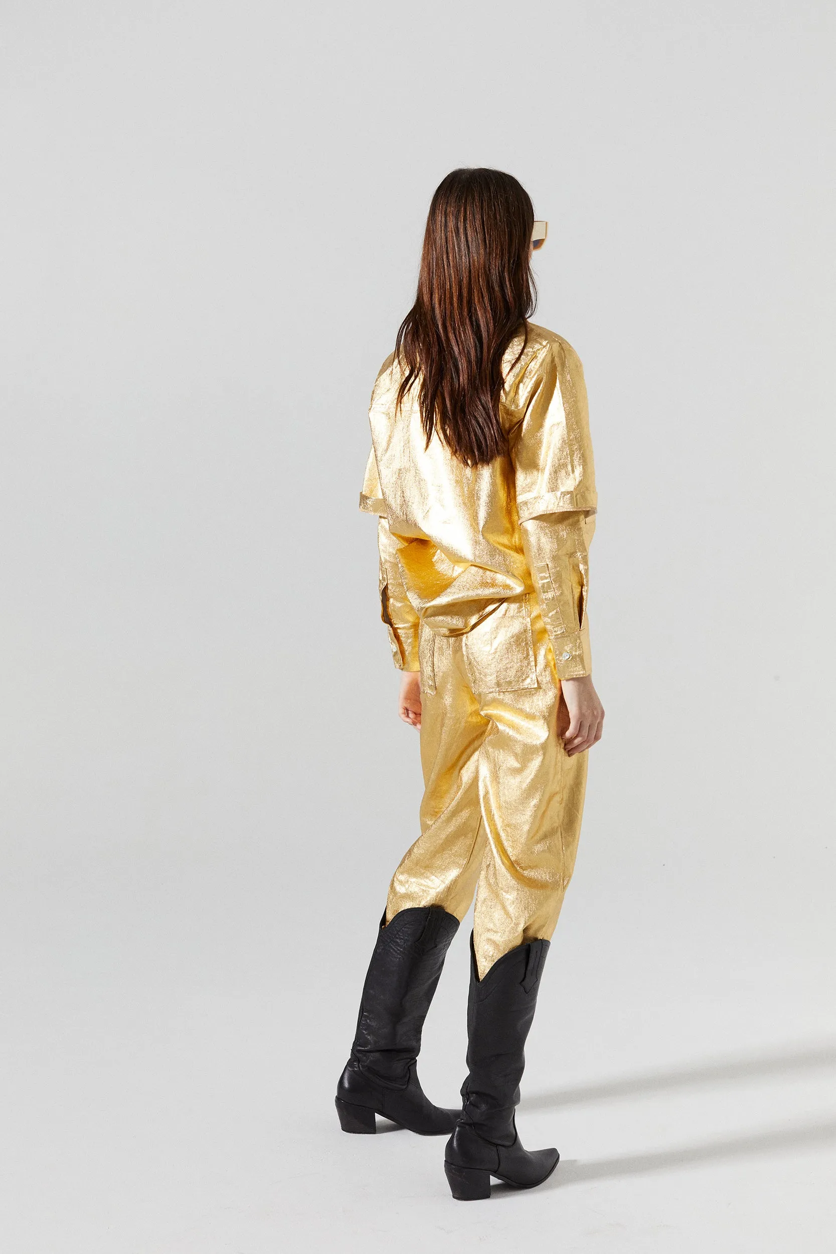 Mercer Metallic Linen Pants - Gold