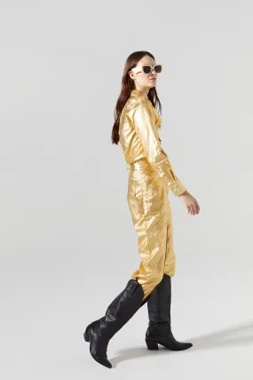 Mercer Metallic Linen Pants - Gold