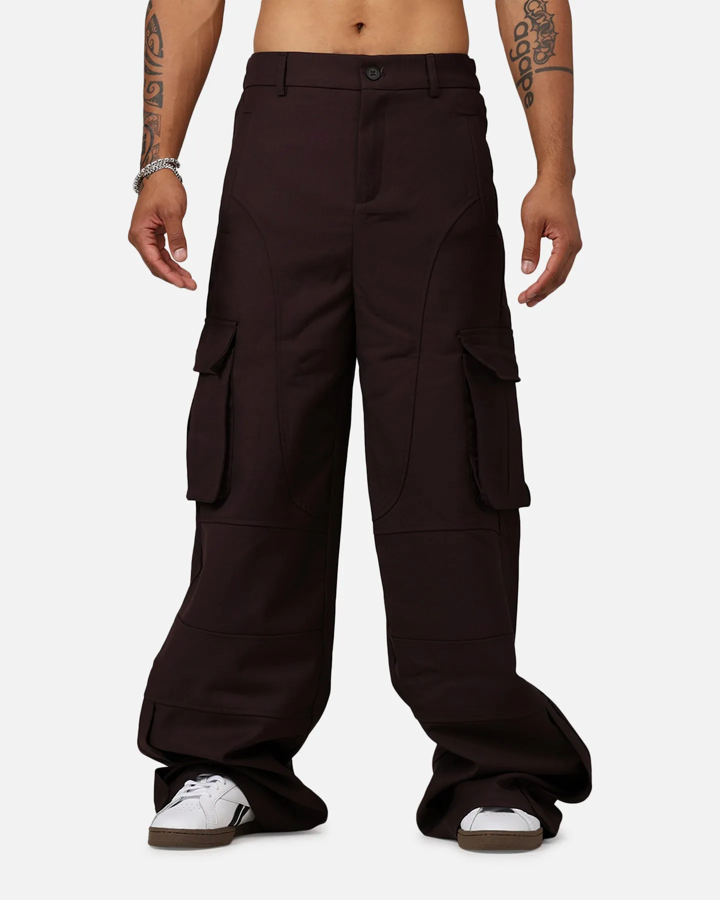 MNML Baggy Cargo Trouser Pants Burgandy