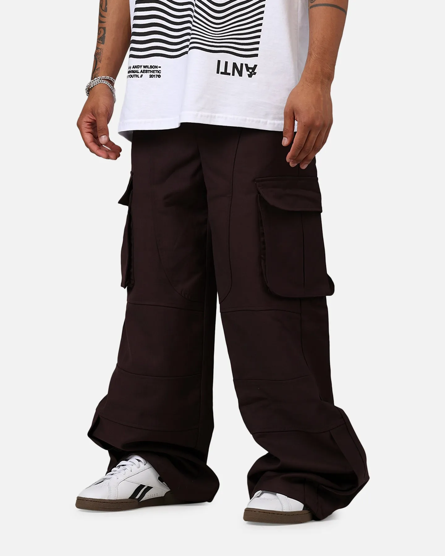 MNML Baggy Cargo Trouser Pants Burgandy