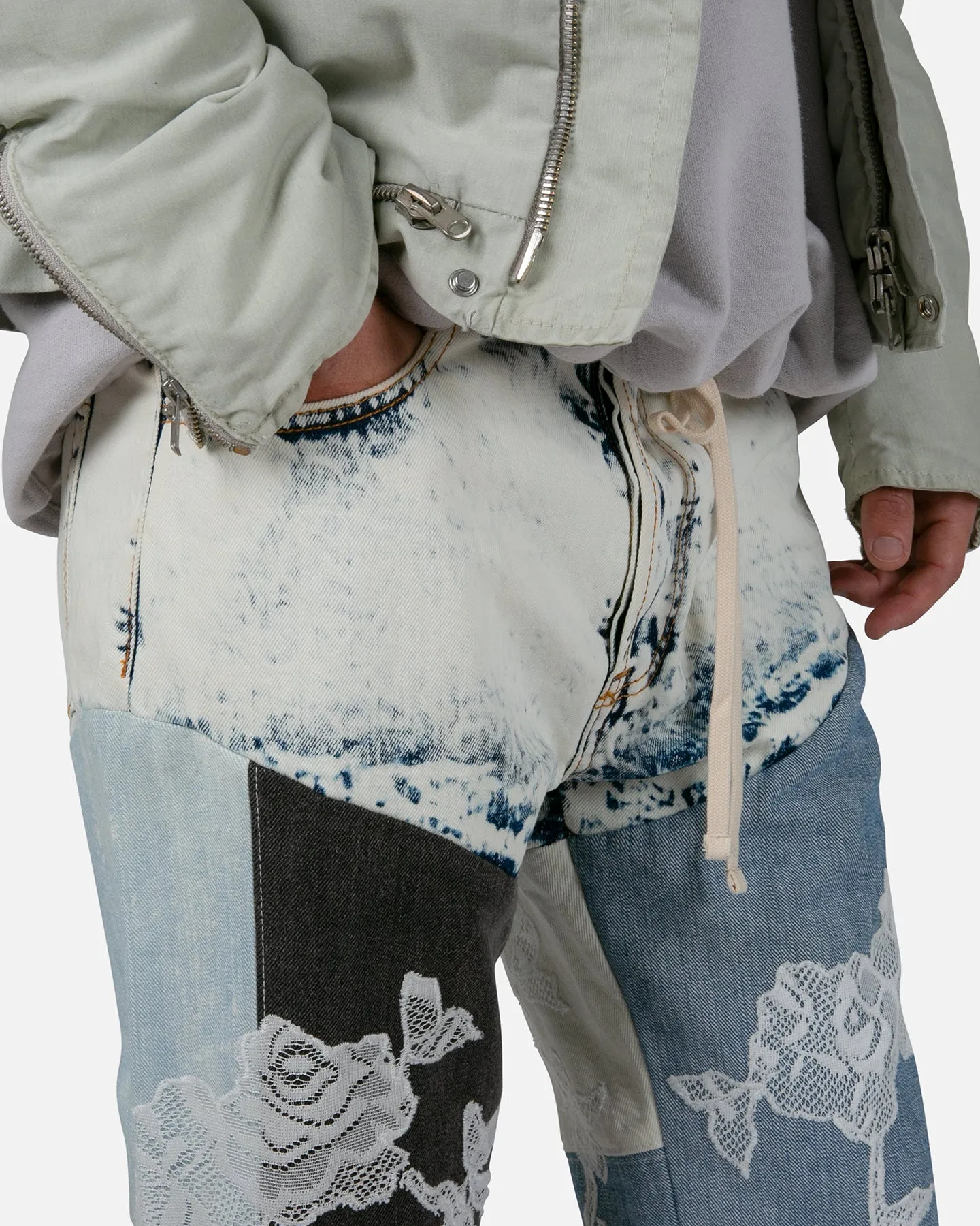 MNML X Kybucci V446 Lace Baggy Denim Pants Blue/White