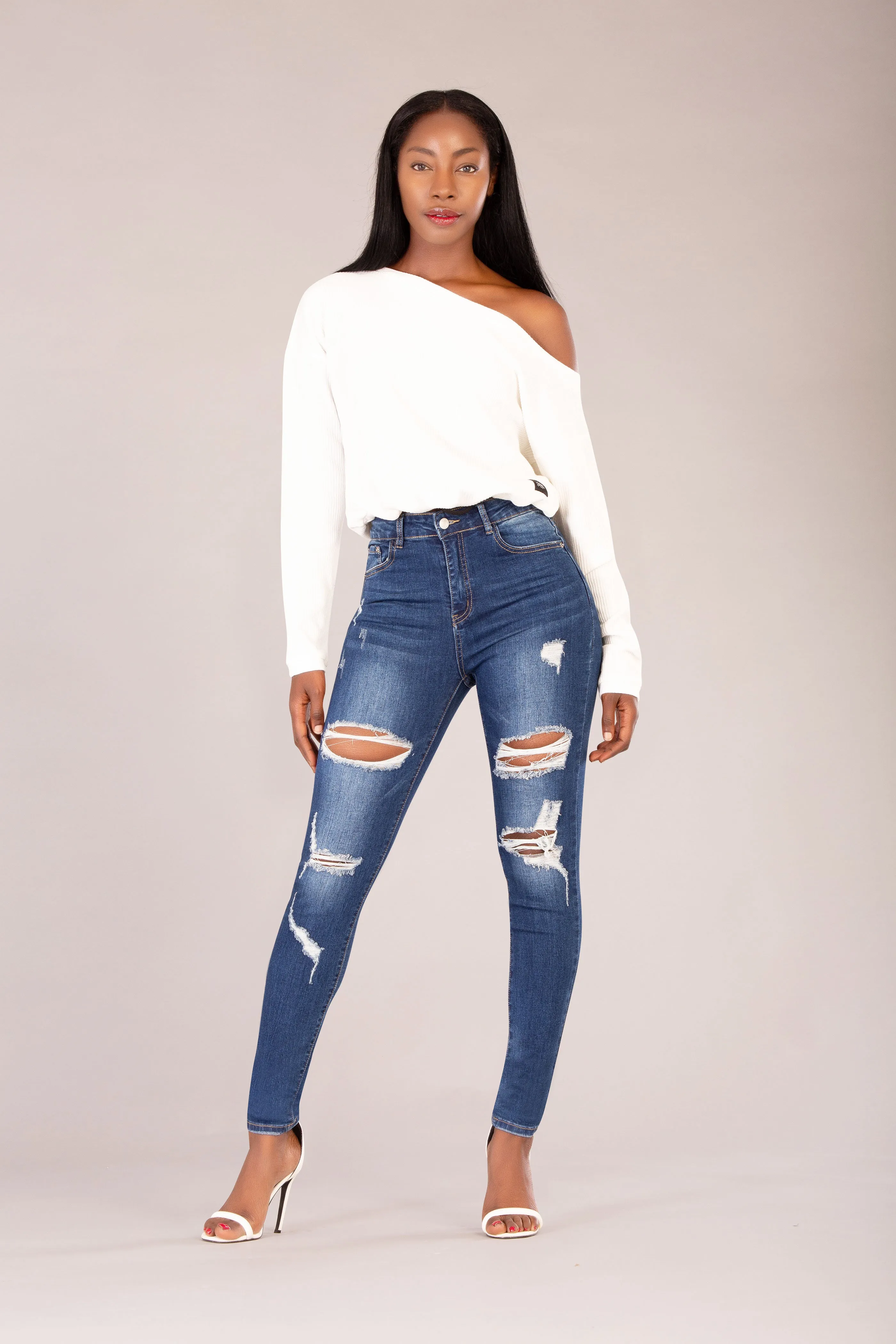 NightShade High-Waist Ripped Skinny Jeans