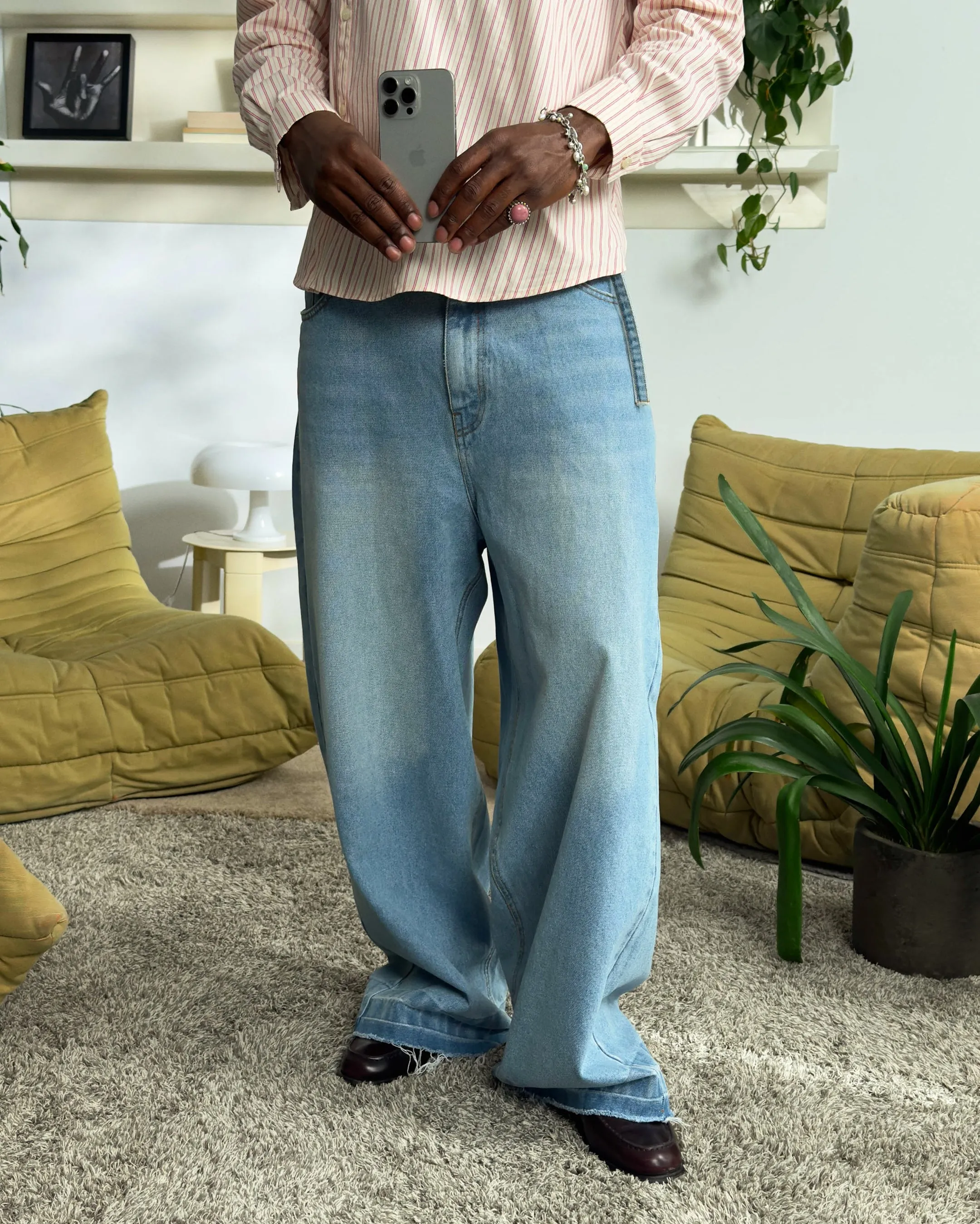 OLD BAGGY DENIM PANTS BLUE