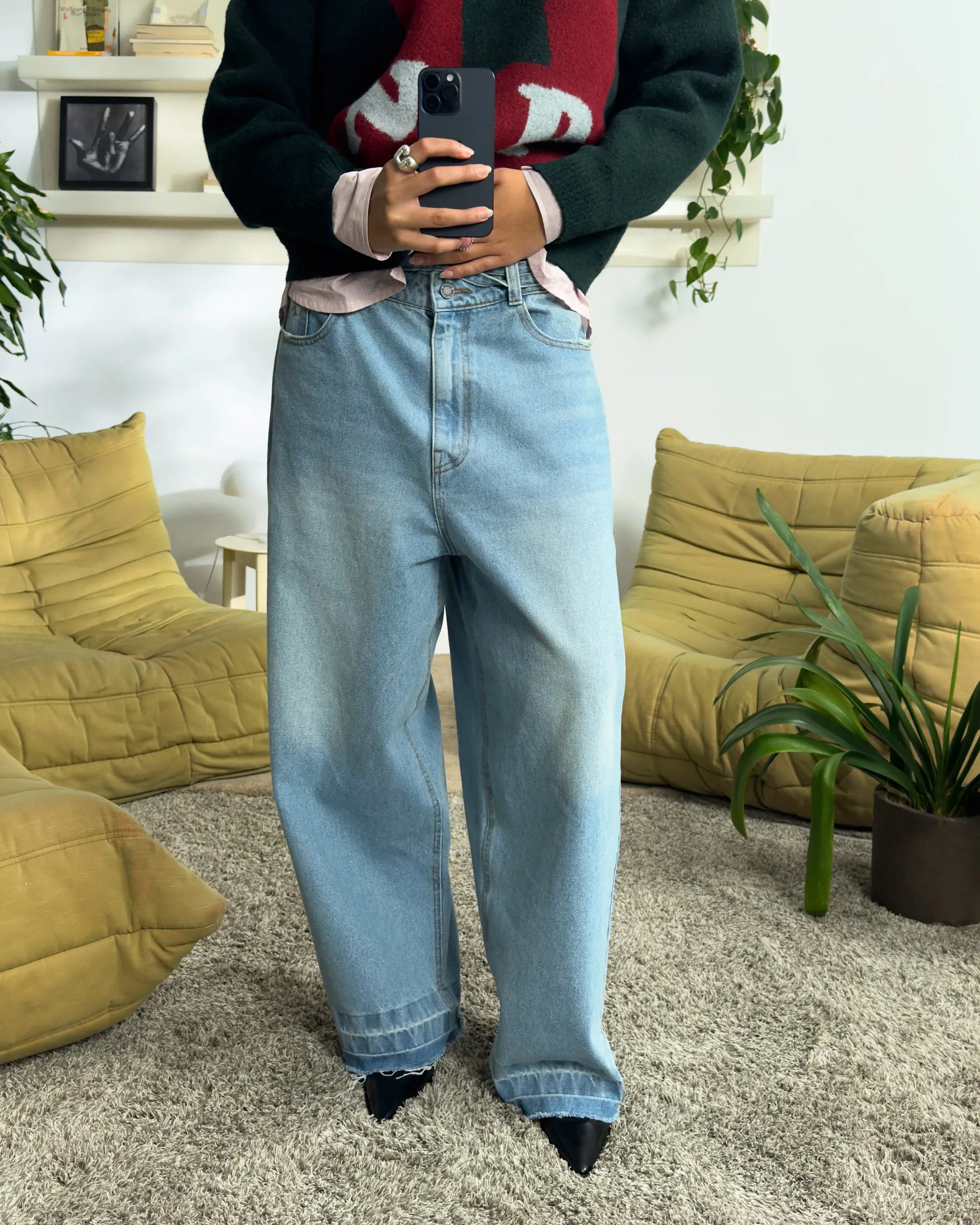 OLD BAGGY DENIM PANTS BLUE