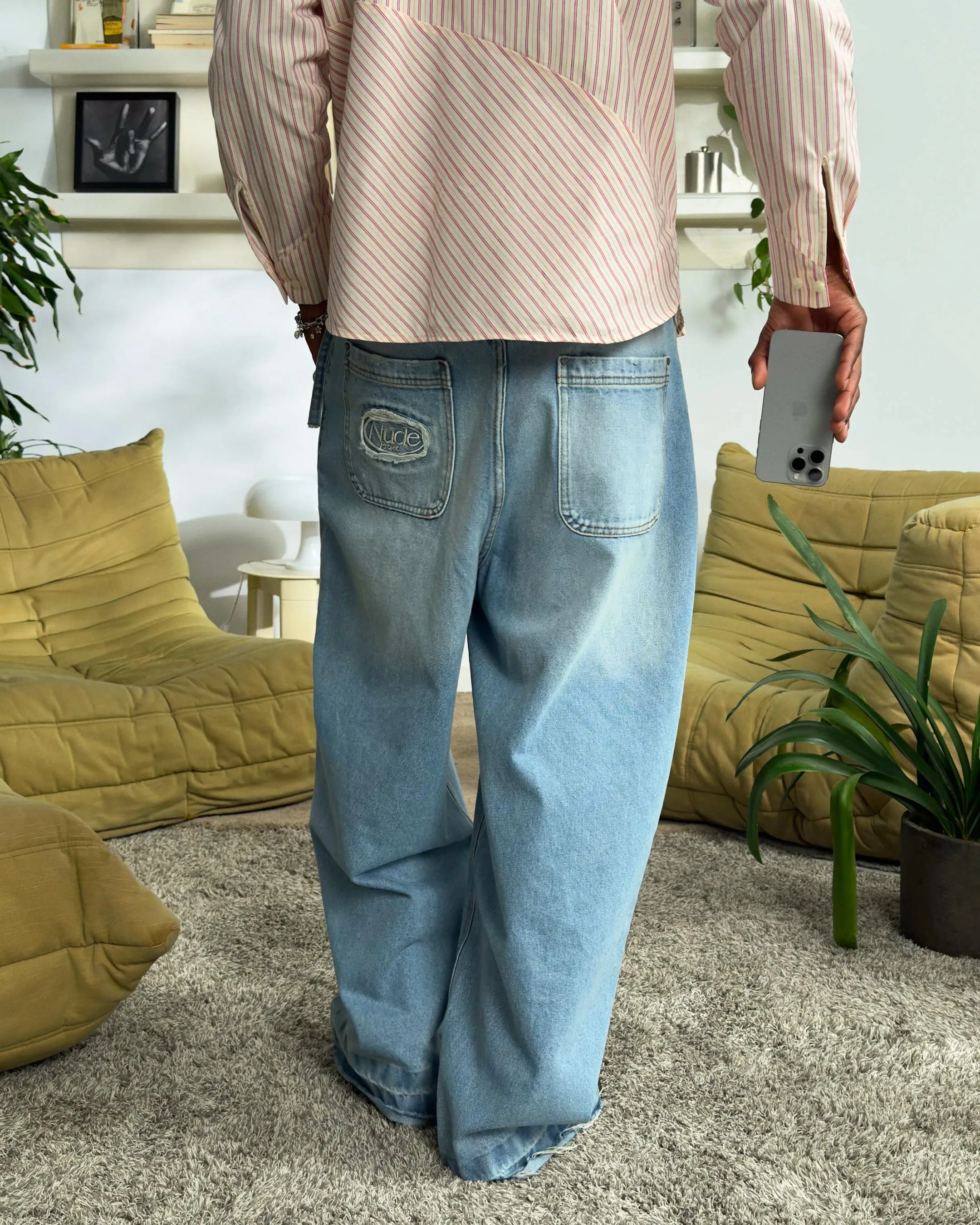 OLD BAGGY DENIM PANTS BLUE