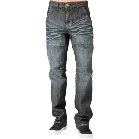 Relaxed Straight Dark Wrinkle Wash Ripped & Repaired Premium Denim Jeans