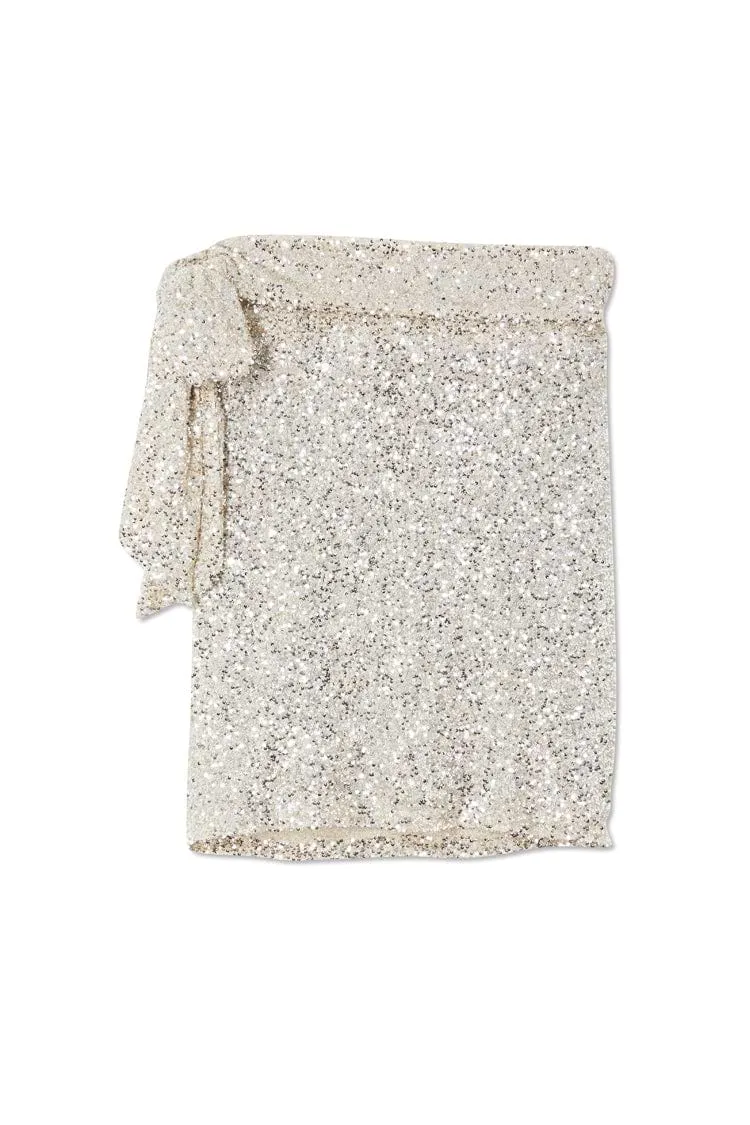 Silver Sequin Mini Jaspre Skirt - Silver