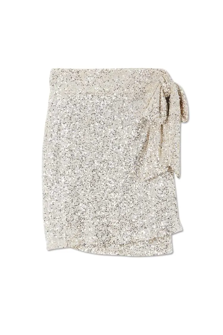 Silver Sequin Mini Jaspre Skirt - Silver