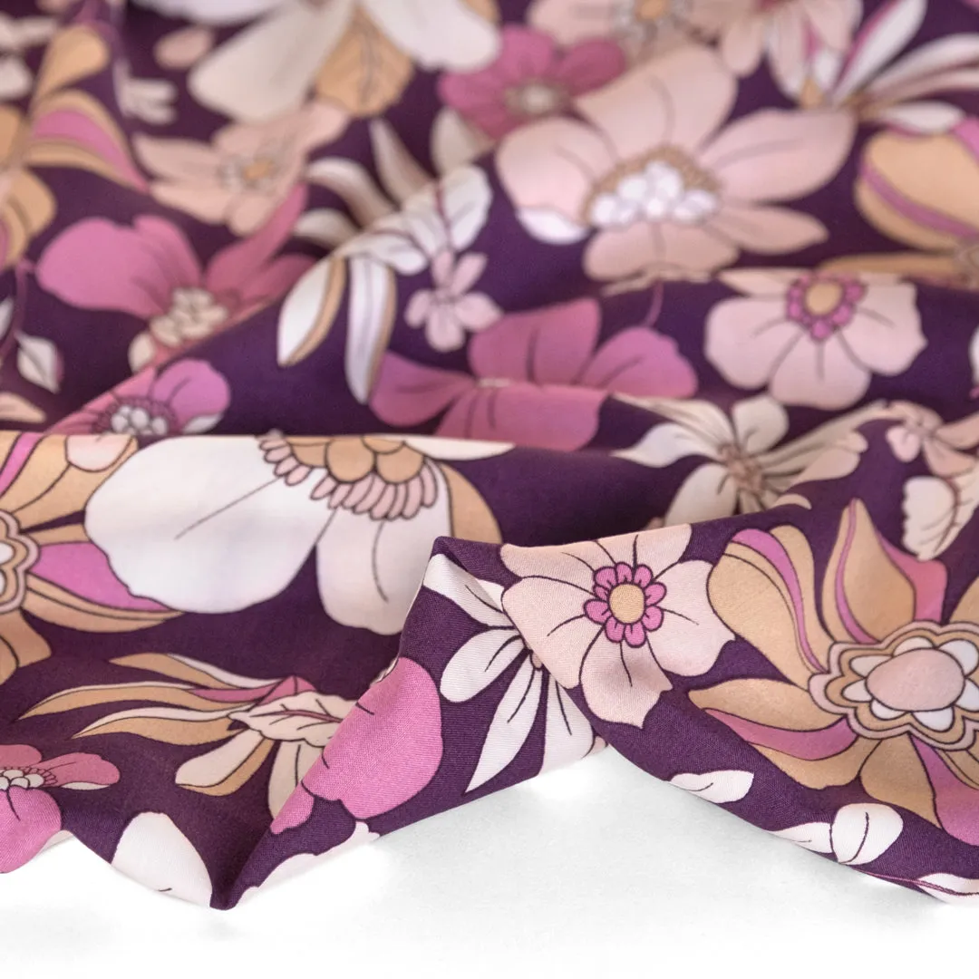 Storybook Florals Viscose Poplin - Berry/Pink/Ivory