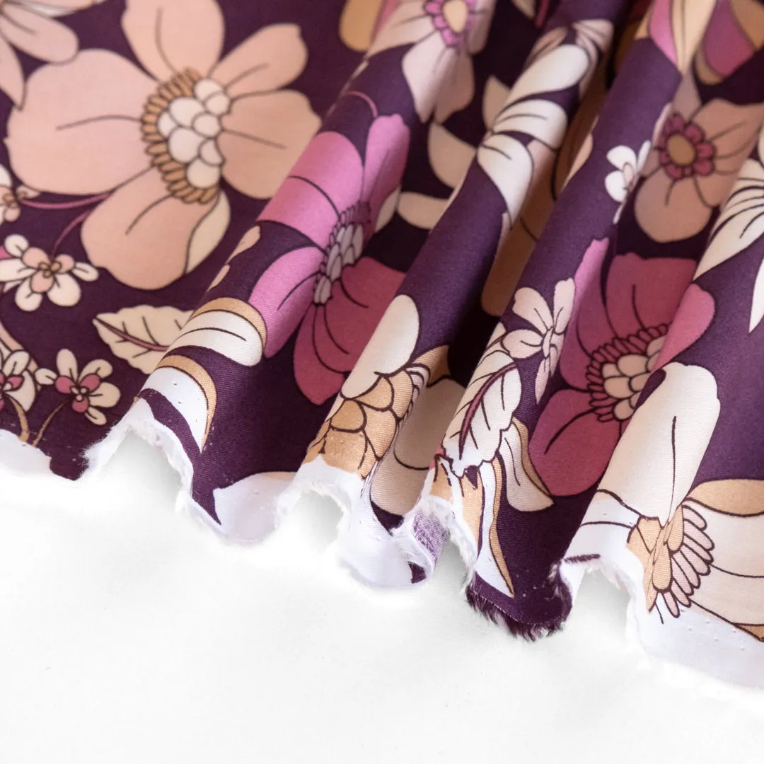 Storybook Florals Viscose Poplin - Berry/Pink/Ivory