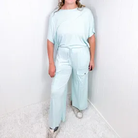 Urban Glide Wide Leg Cargo Palazzo Pants In Aqua