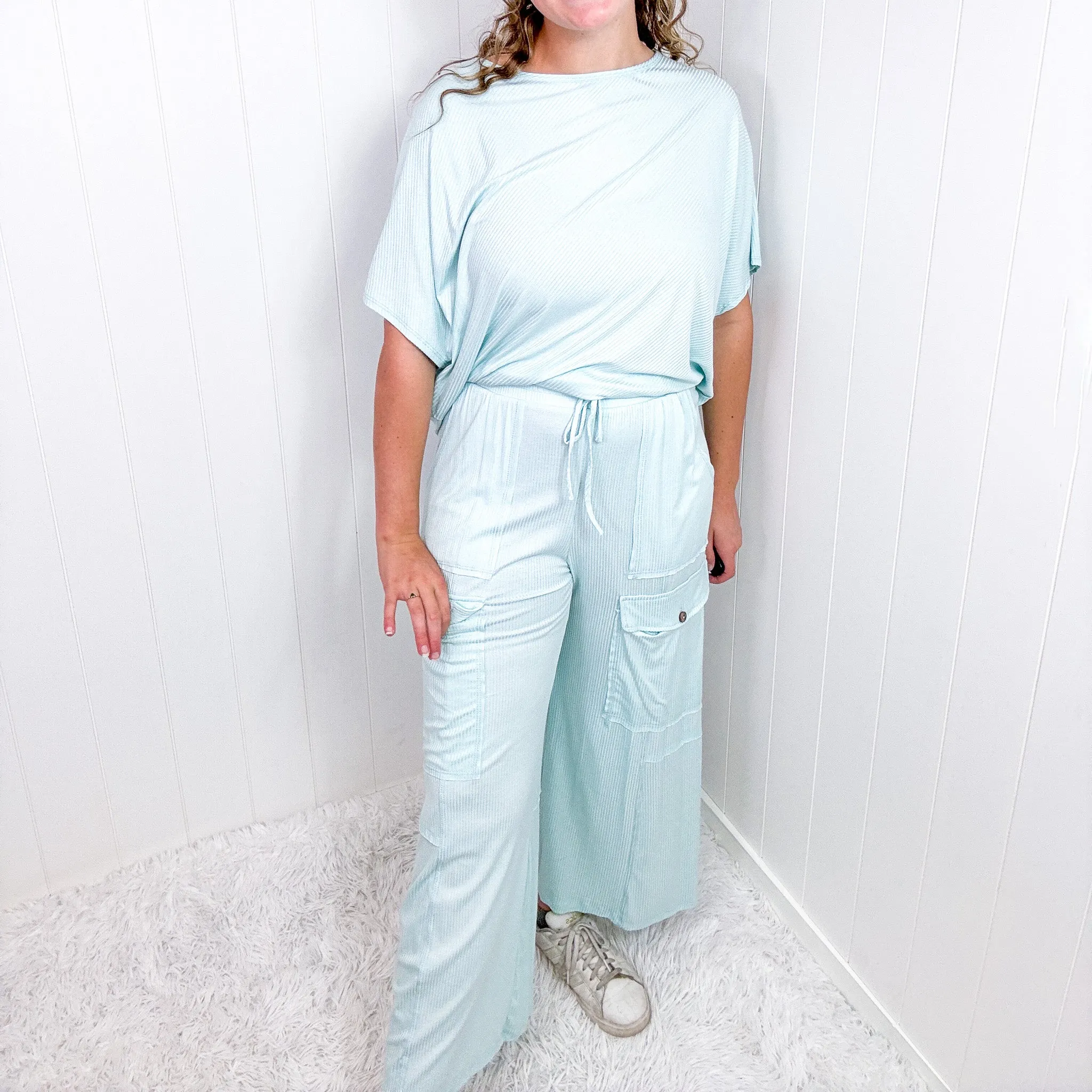 Urban Glide Wide Leg Cargo Palazzo Pants In Aqua