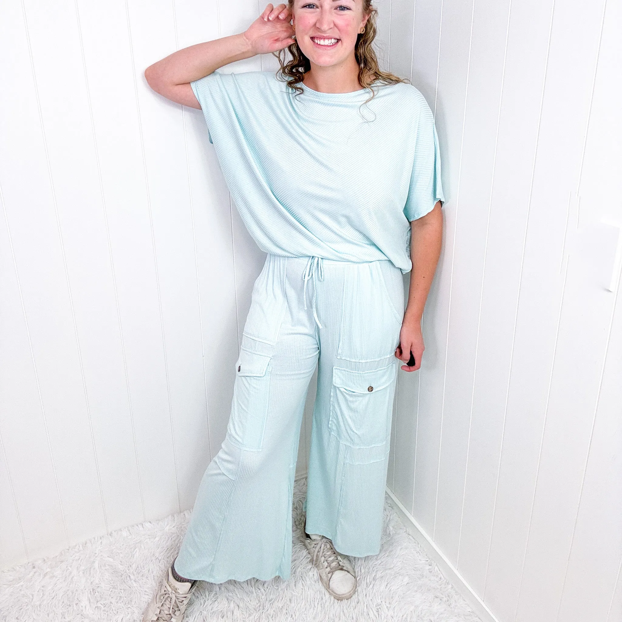 Urban Glide Wide Leg Cargo Palazzo Pants In Aqua