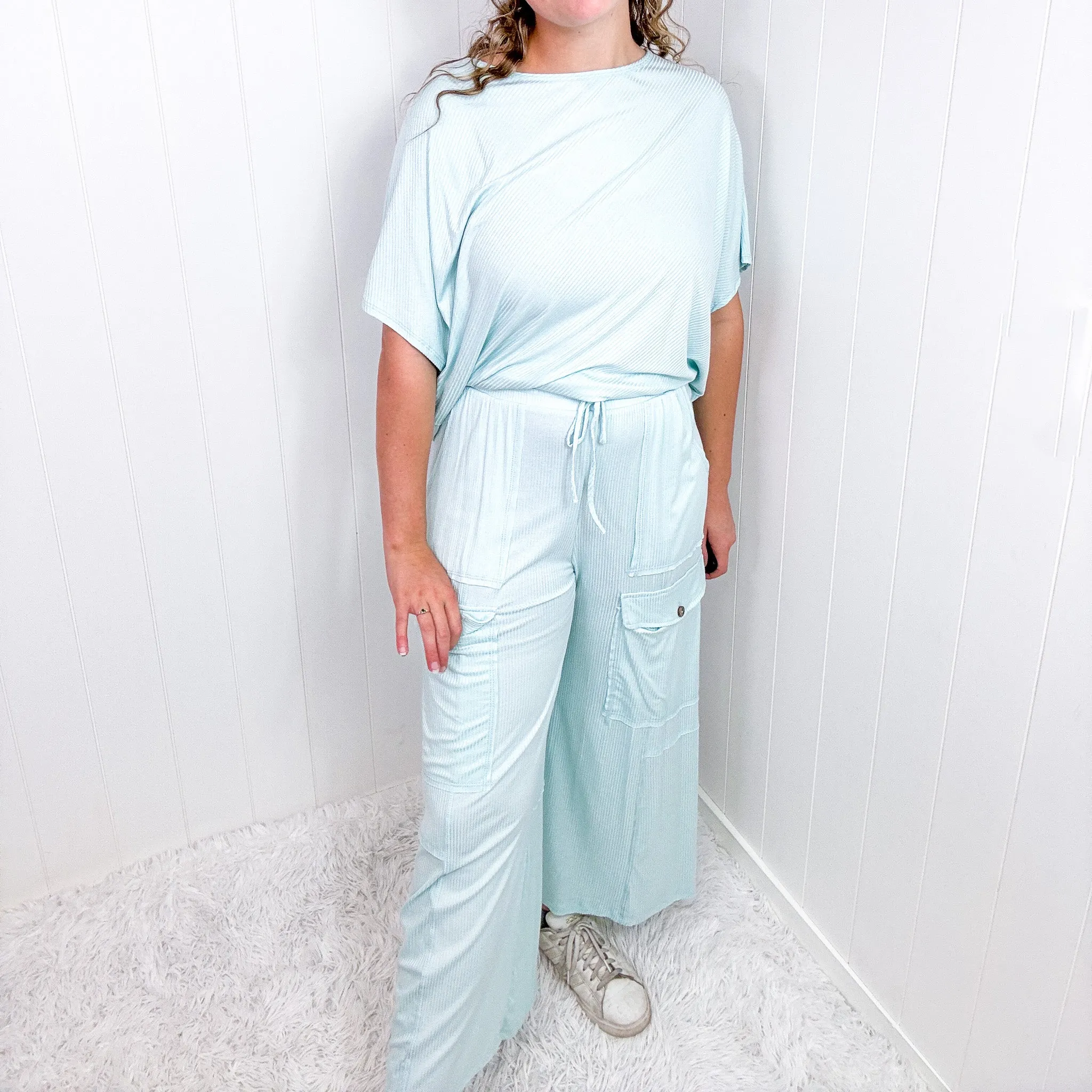 Urban Glide Wide Leg Cargo Palazzo Pants In Aqua