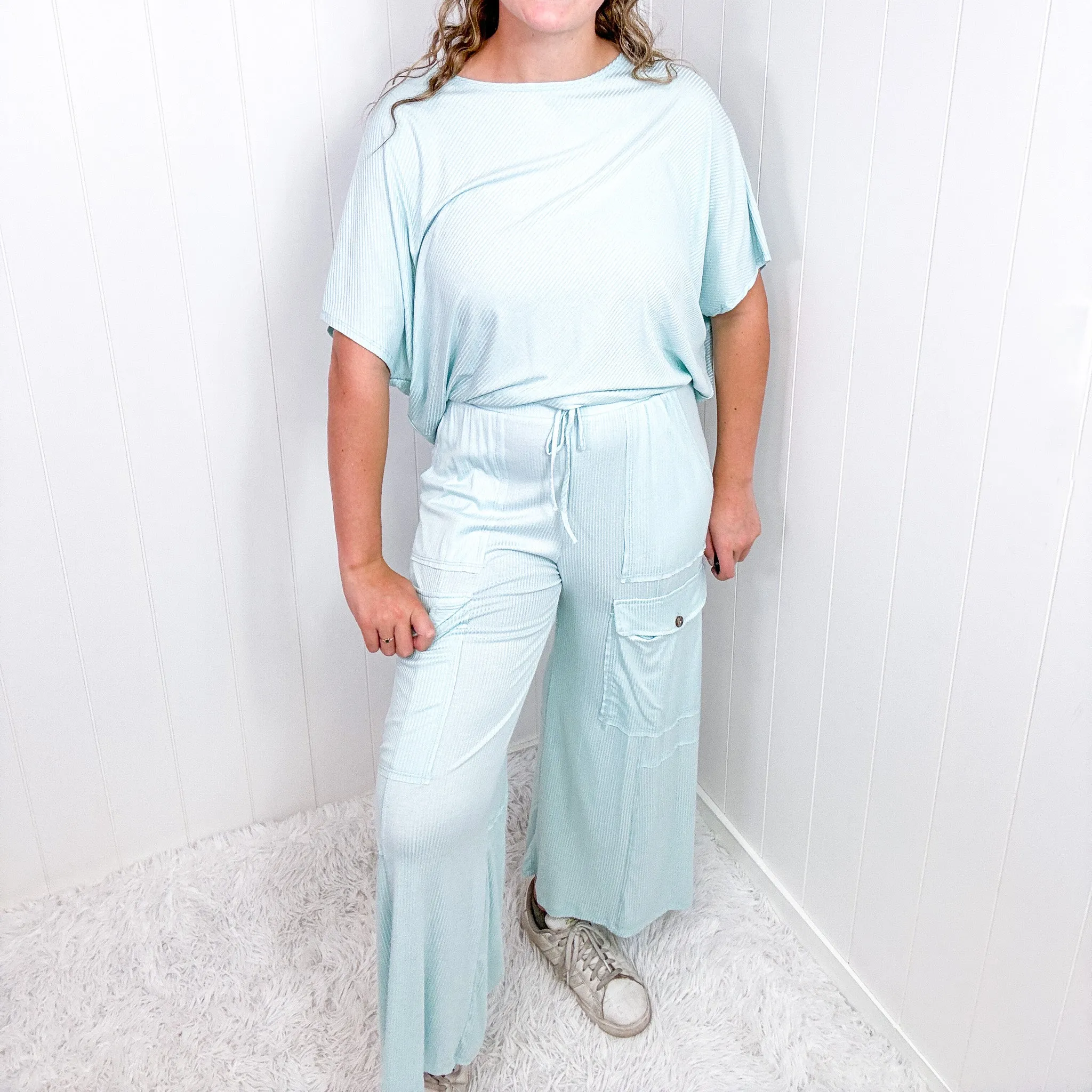 Urban Glide Wide Leg Cargo Palazzo Pants In Aqua