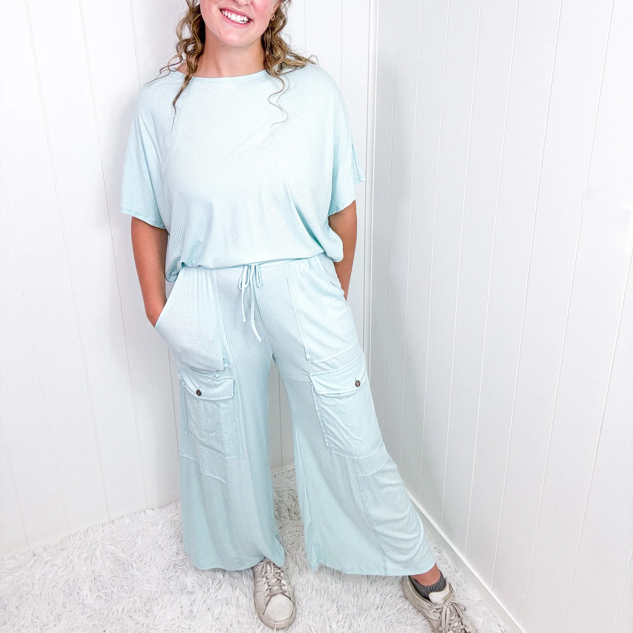 Urban Glide Wide Leg Cargo Palazzo Pants In Aqua