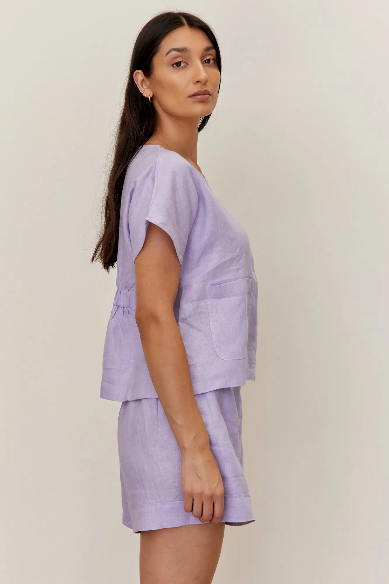 Venice Linen Shorts Lilac