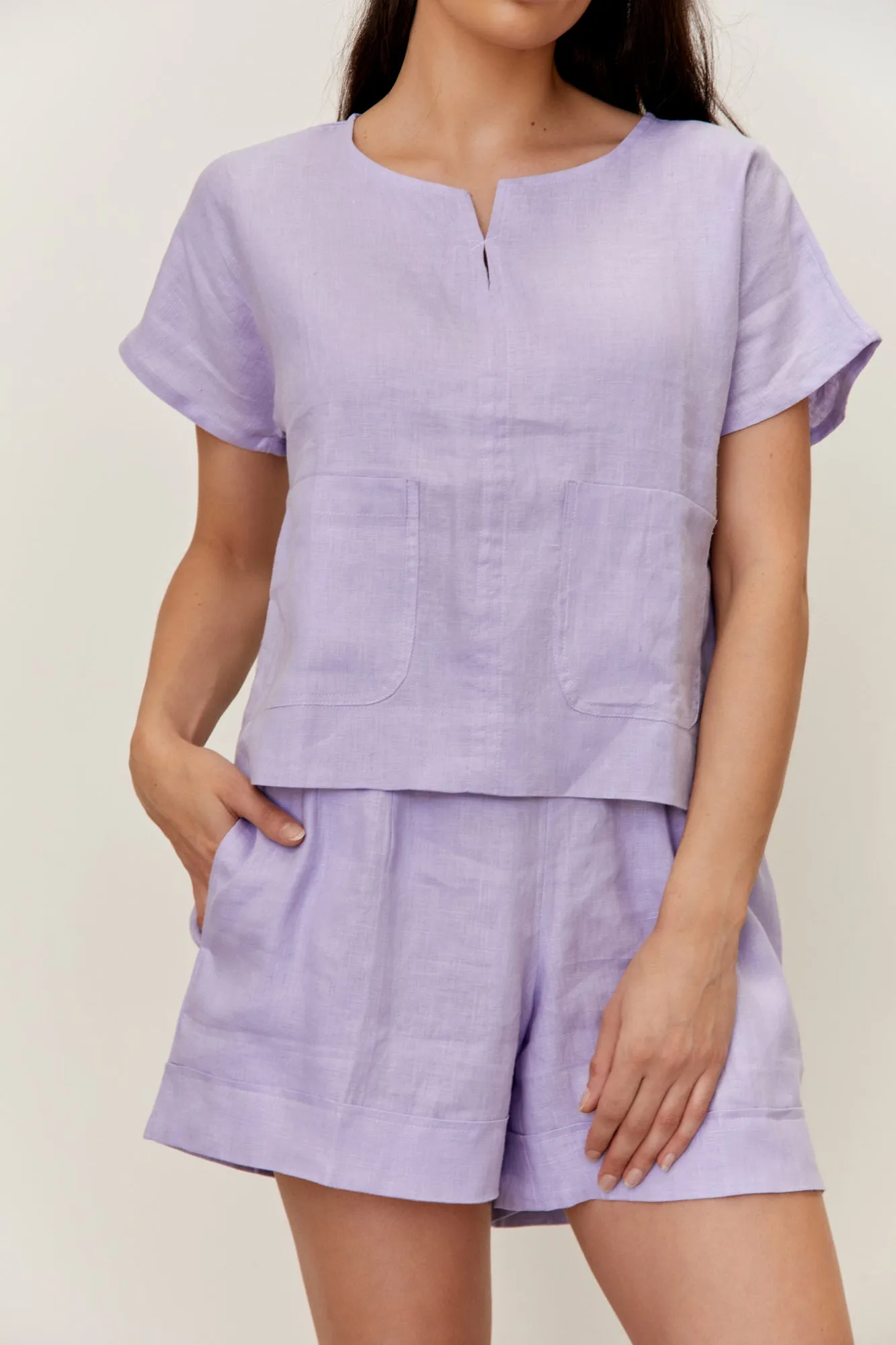 Venice Linen Shorts Lilac