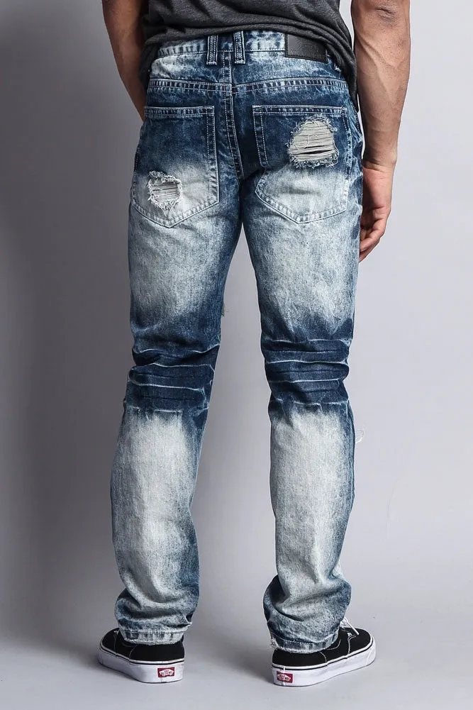 Washed and Distressed Slim Jeans