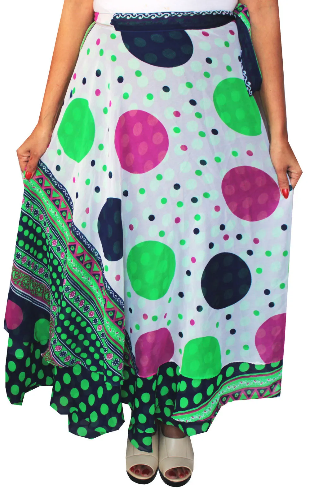 Wrap Around Long Indian Skirt Womens India Clothing (Green)